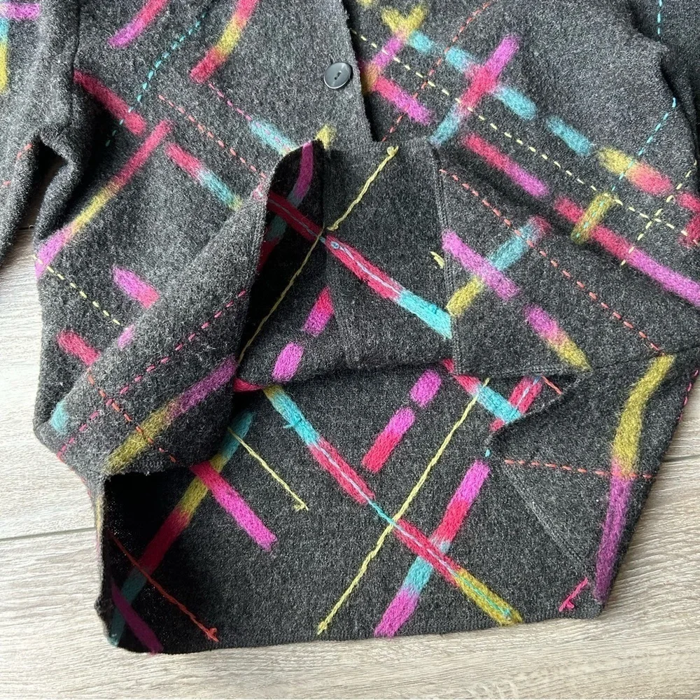 Talbots Abstract Printed Pure Wool Felted Jacket - Picture 10 of 15